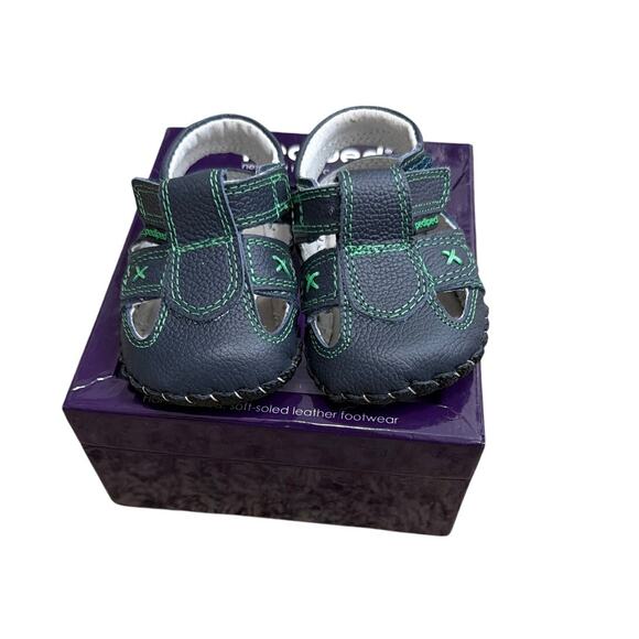 Pediped Originals Martin sandals in navy and green size 0-6 months new - Picture 2 of 7